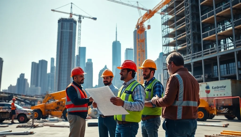 Manhattan Commercial General Contractor supervising a bustling construction site in New York City.