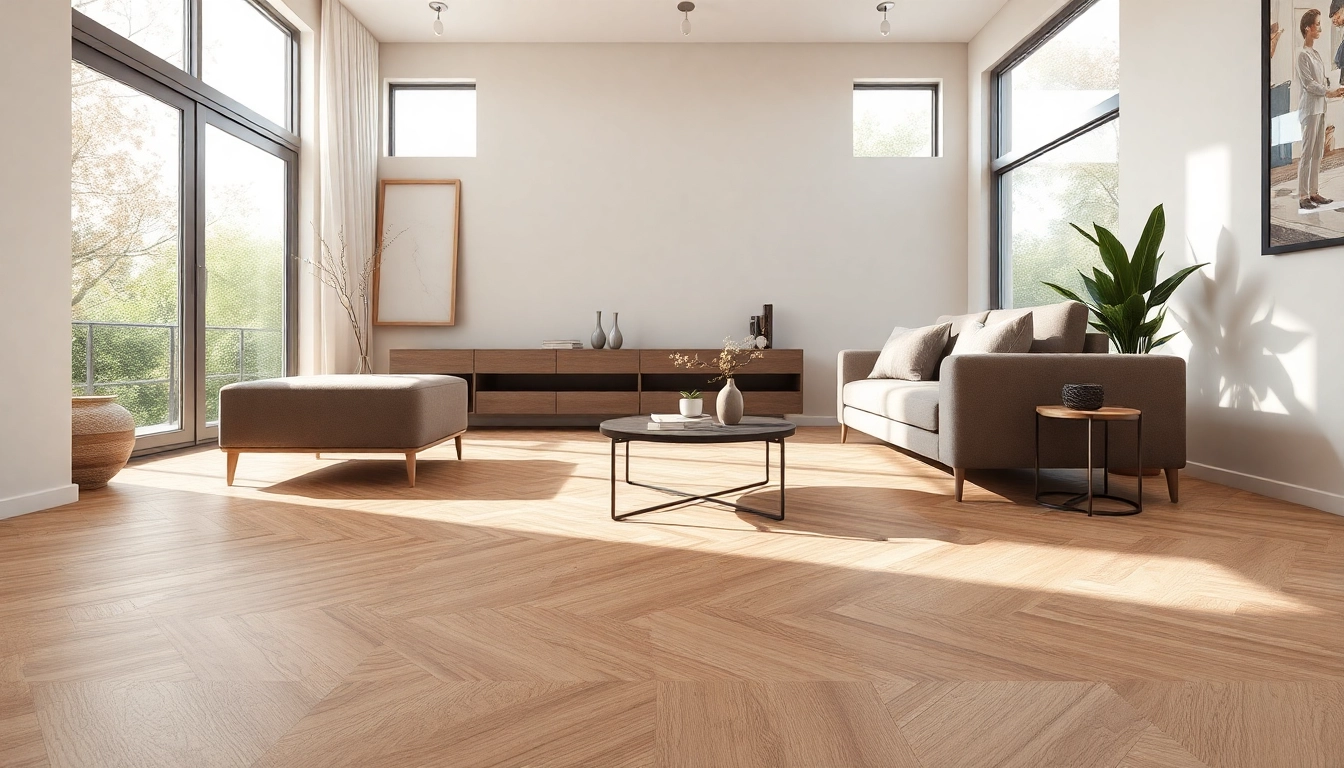 Beau salon mettant en valeur un carrelage imitation parquet, créant une atmosphère accueillante et élégante.