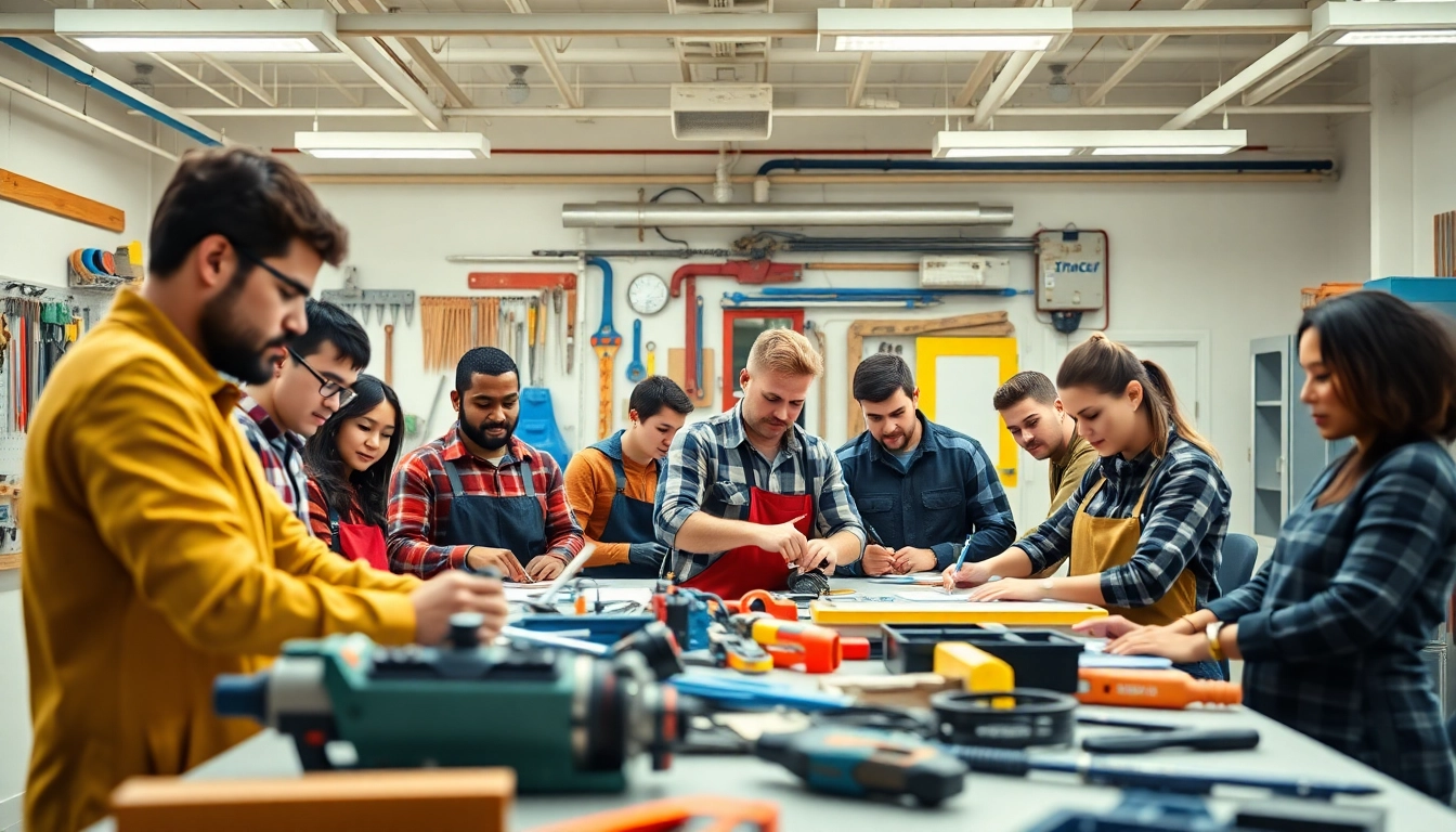Students actively participating in hands-on training at an abc trade school.