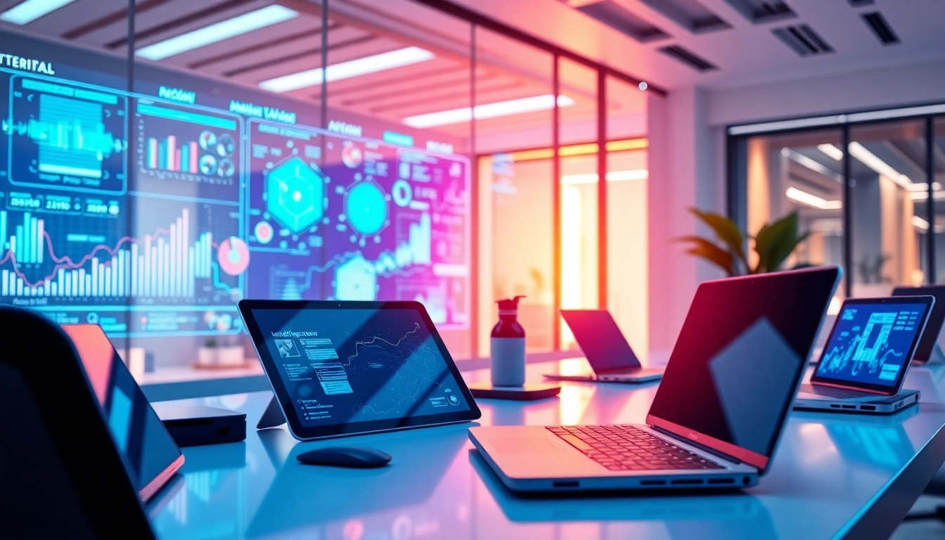 Capture the essence of ultimate technology techniques in a vibrant, modern tech workspace scene.