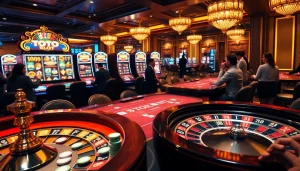 Winning at toto slot machines in a luxurious casino environment filled with excitement.
