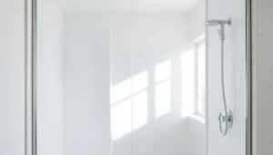 Showcasing a premium sliding door shower screen with a modern design in an elegant bathroom.
