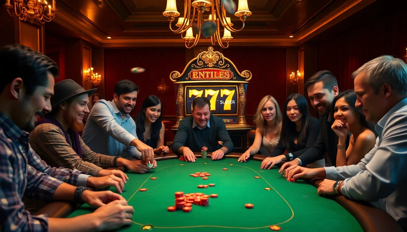 Exciting casino scene with players enjoying idn slot 777 games and vibrant atmosphere.