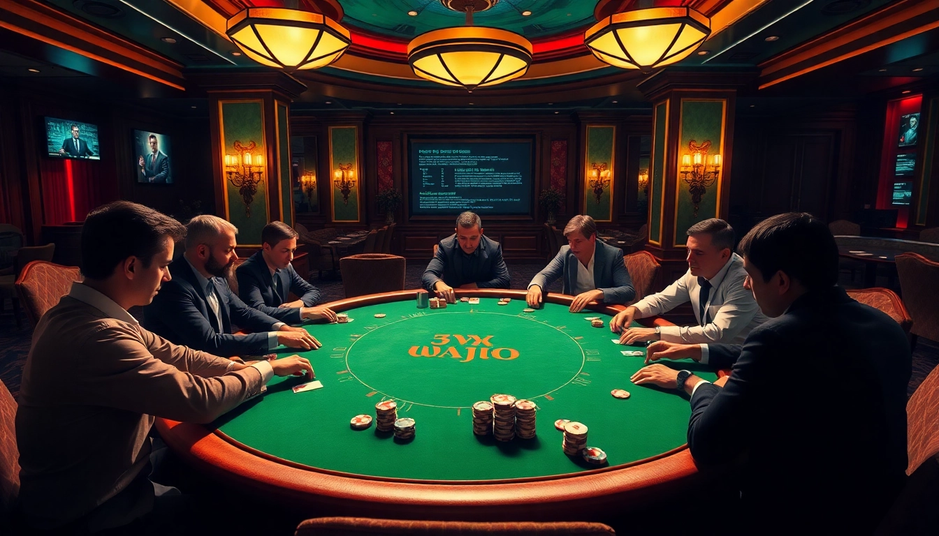 Casual gamblers strategize at a poker table while exploring the hidden wiki for tips.
