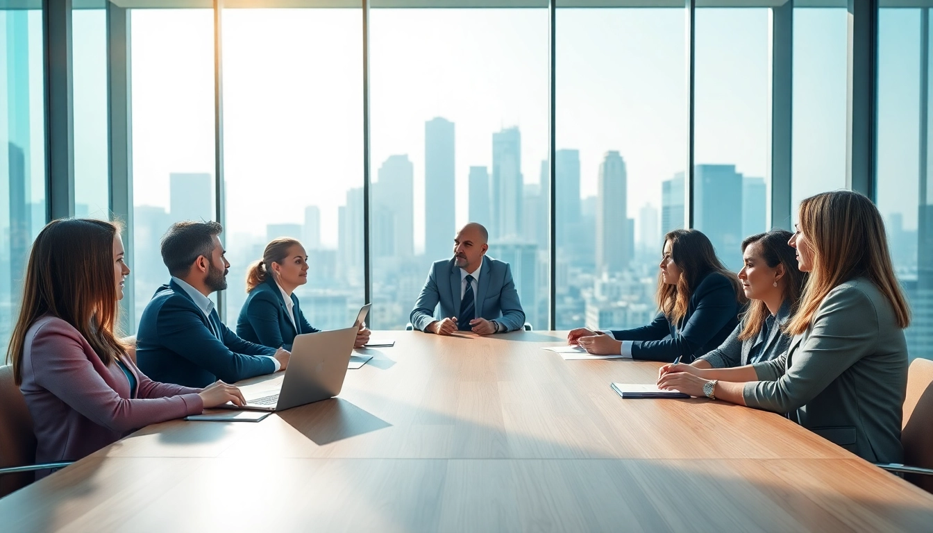 Engage with business growth insights in a collaborative office setting.