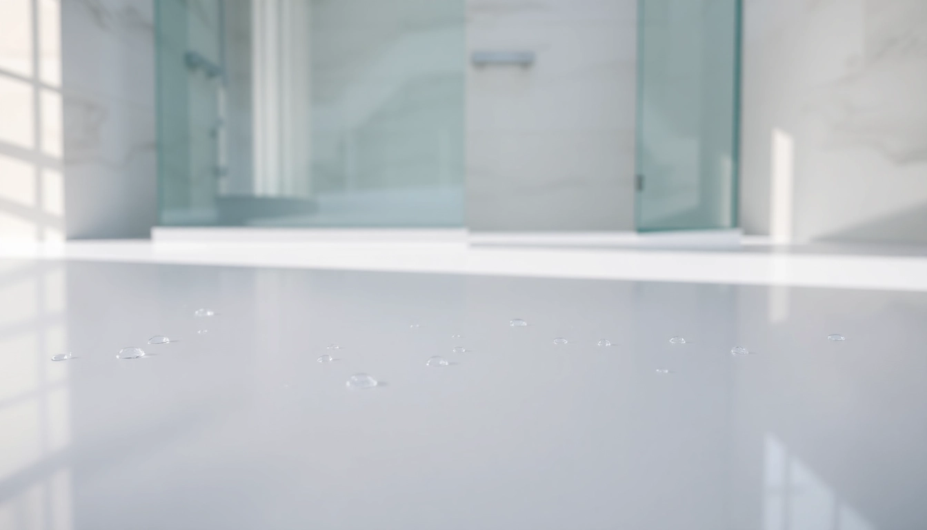 Installing an elegant shower base in a stylish bathroom transformation.