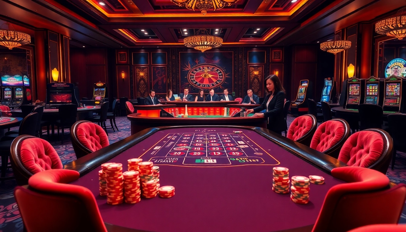 Engaging scene of a casino table showcasing the excitement of trang chủ rr88 gambling.