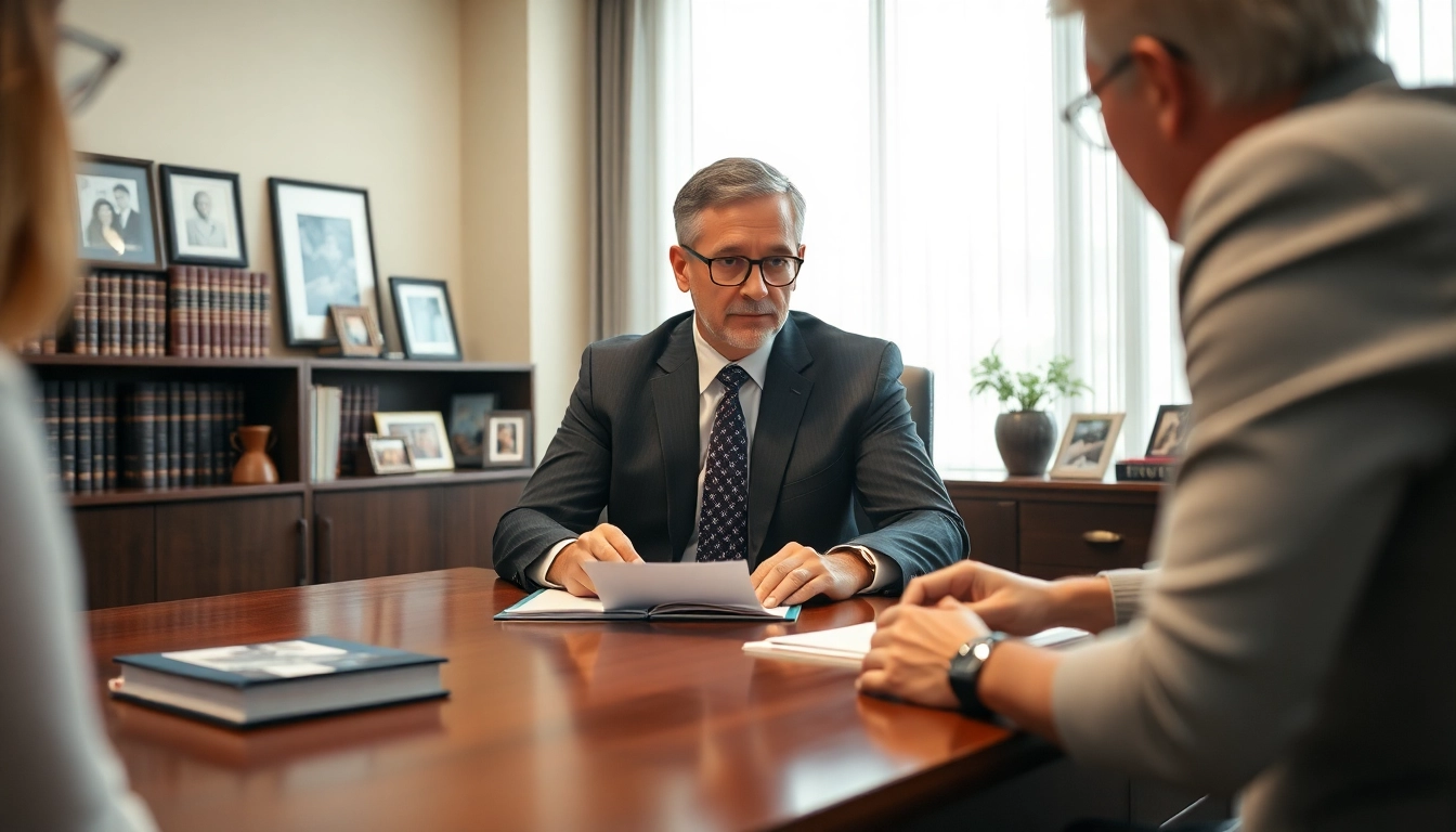 Jacksonville Immigration Lawyer guiding clients through complex legal matters in a supportive office.