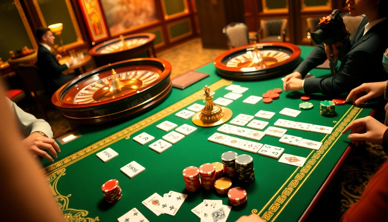 Engage with link mahjong on a luxurious casino table featuring intricate tiles and poker accessories.