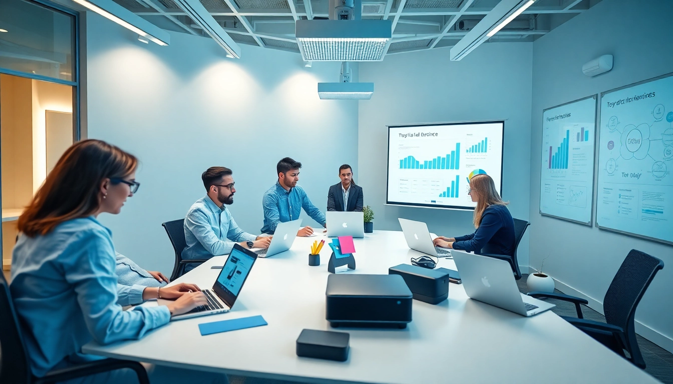 现代办公室中的团队协作，展示WPS官网工具与数字化创新。