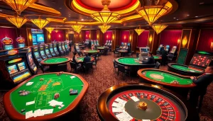 Winning moments at Haywin com's vibrant casino scene showcasing poker, roulette, and exciting slot machines.