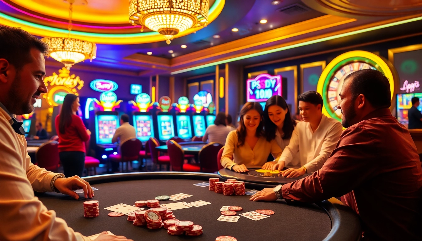 Experience the thrill of gambling at PS99 with lively poker action and vibrant casino ambiance.