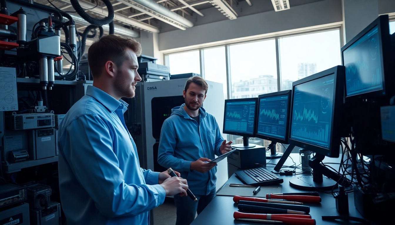 Engineer analyzing a das 140 system's performance in a high-tech lab.