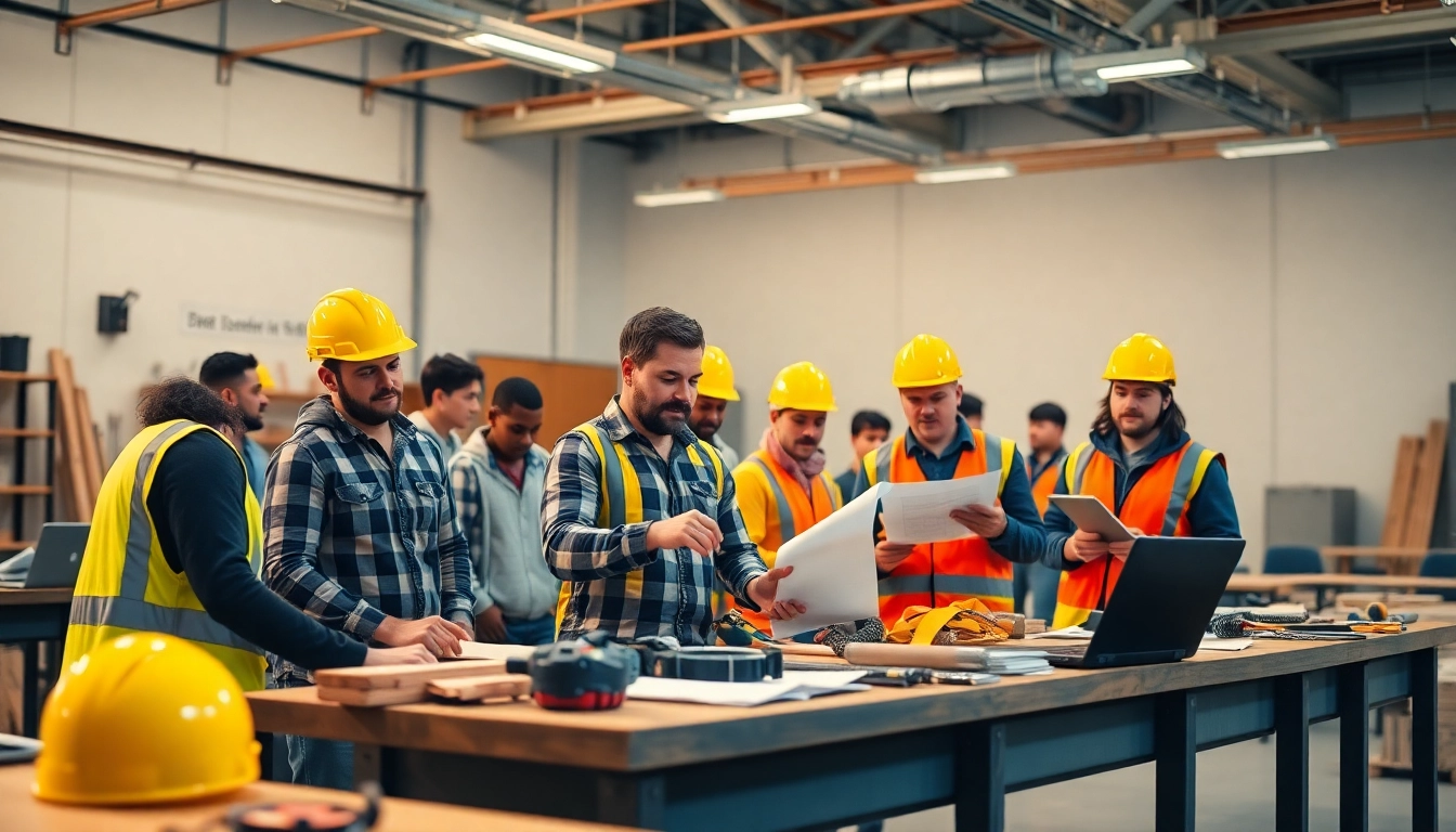 Students learning in construction trade schools in Texas, engaged in hands-on activities.