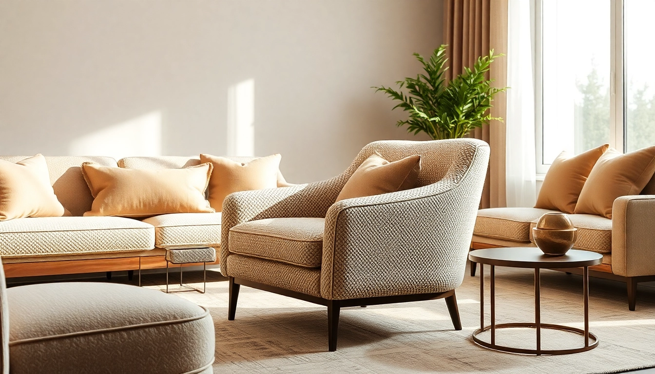 Bekijk stijlvolle bouclé stof op een elegant gestoffeerde stoel in een warme woonkamer.