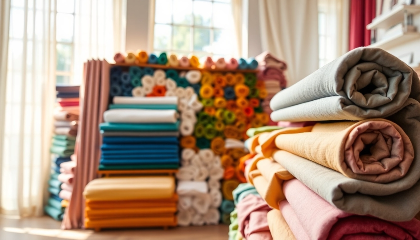 Koop goedkoop katoen stof online Nederland in een kleurrijke stoffenwinkel vol verschillende stijlen.