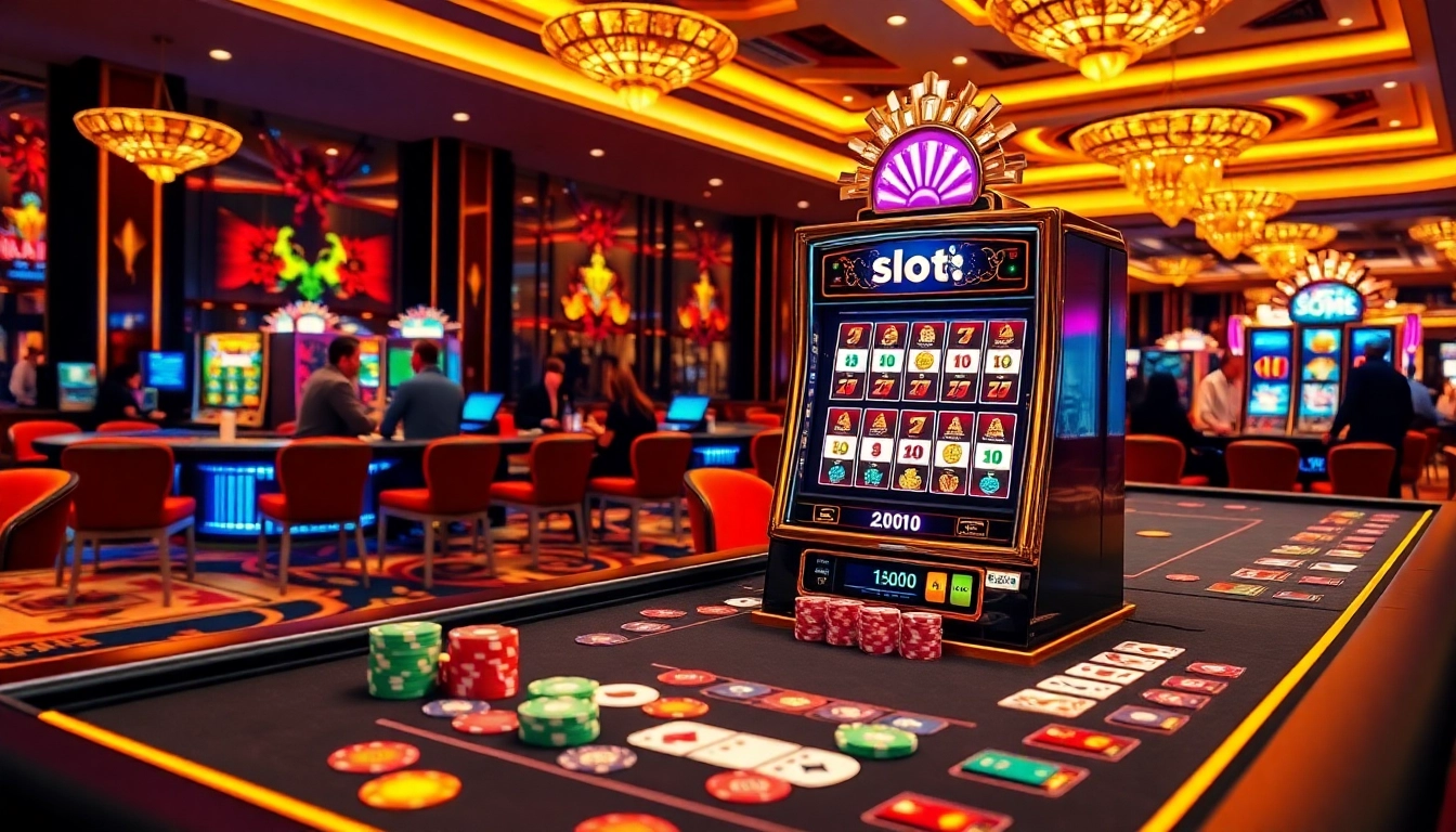 Engaging in vibrant gameplay at a slot demo scatter hitam machine in a luxury online casino environment.