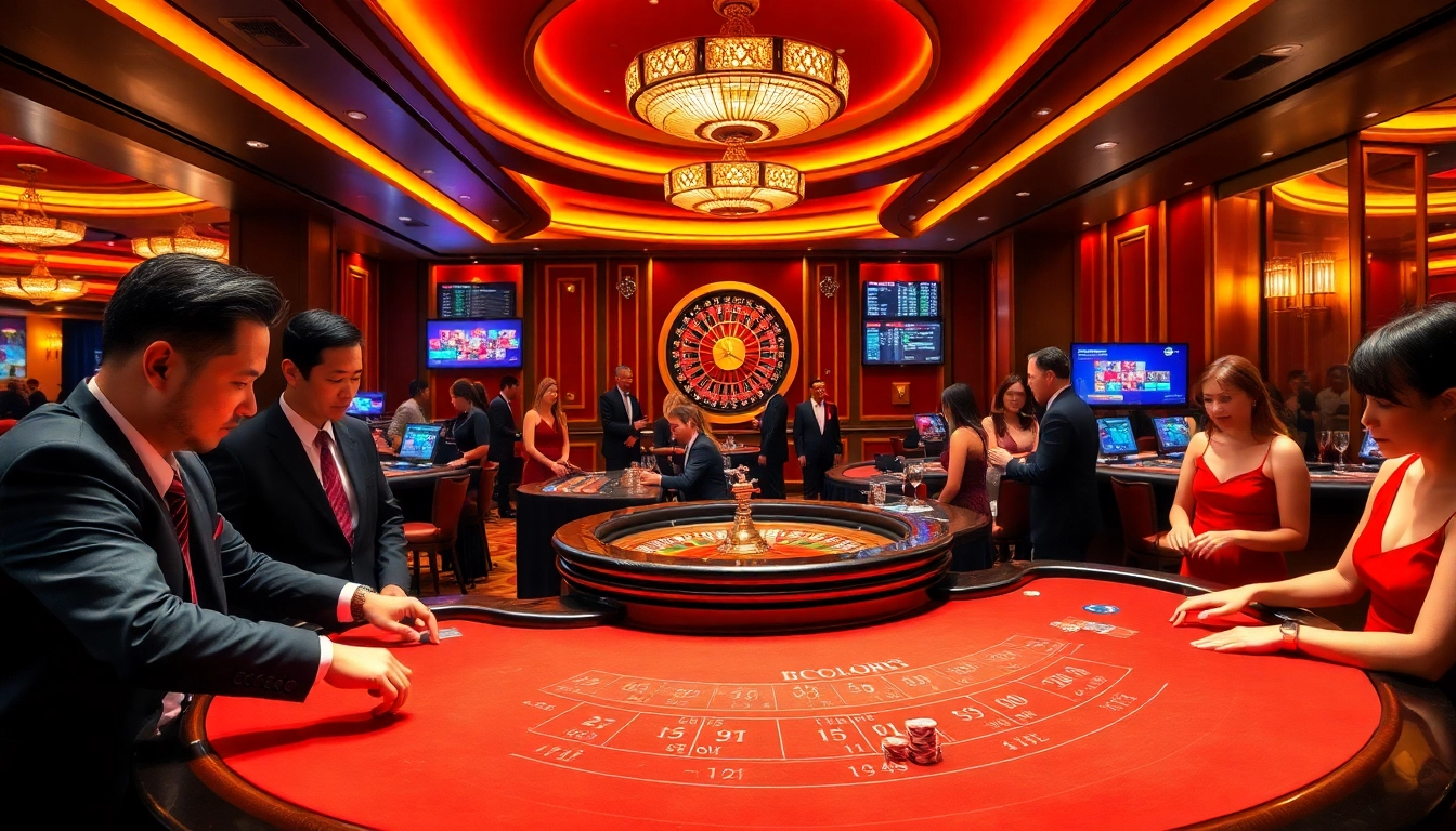 Experience high-stakes gaming at casino mm88 with an elegant baccarat table and eager players.