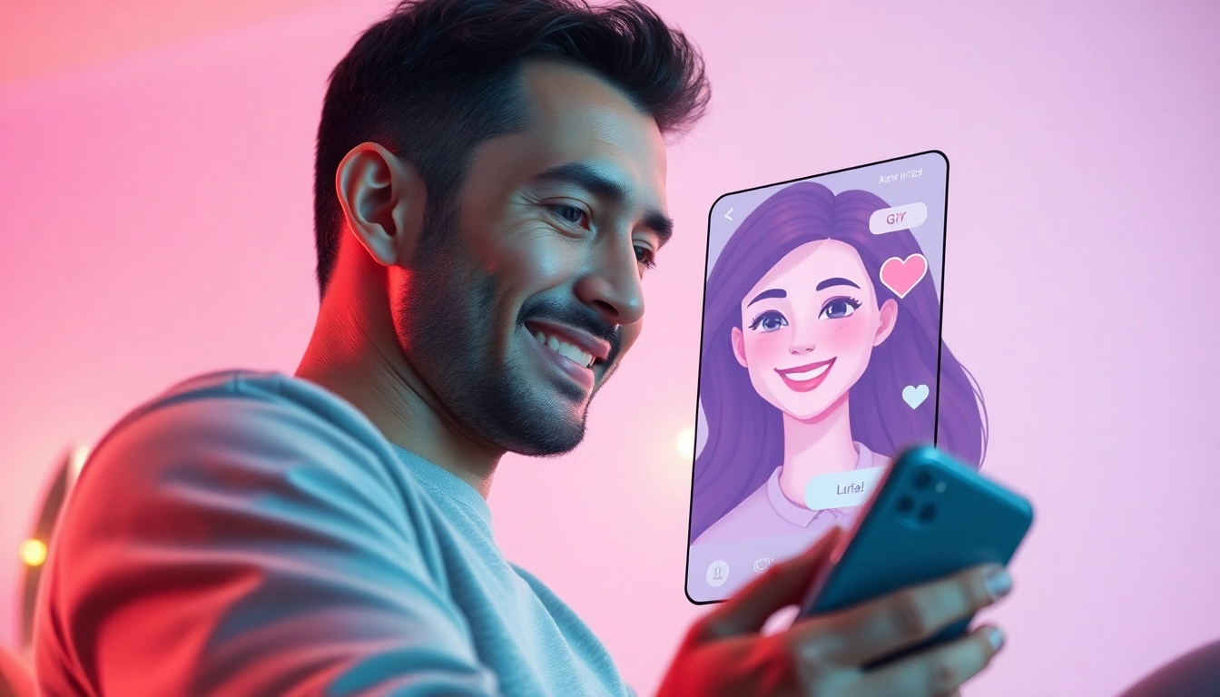 User engaging with an ai girlfriend on a modern interface, showcasing interaction and connection.