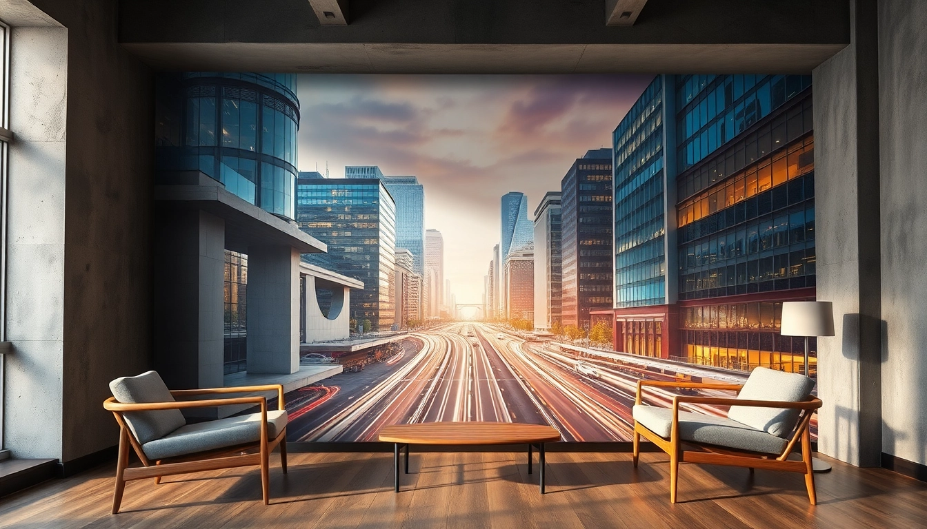 Przekształć swoją przestrzeń za pomocą oszałamiających murali drukowanych, które łączą beton z żywymi miejskimi motywami.