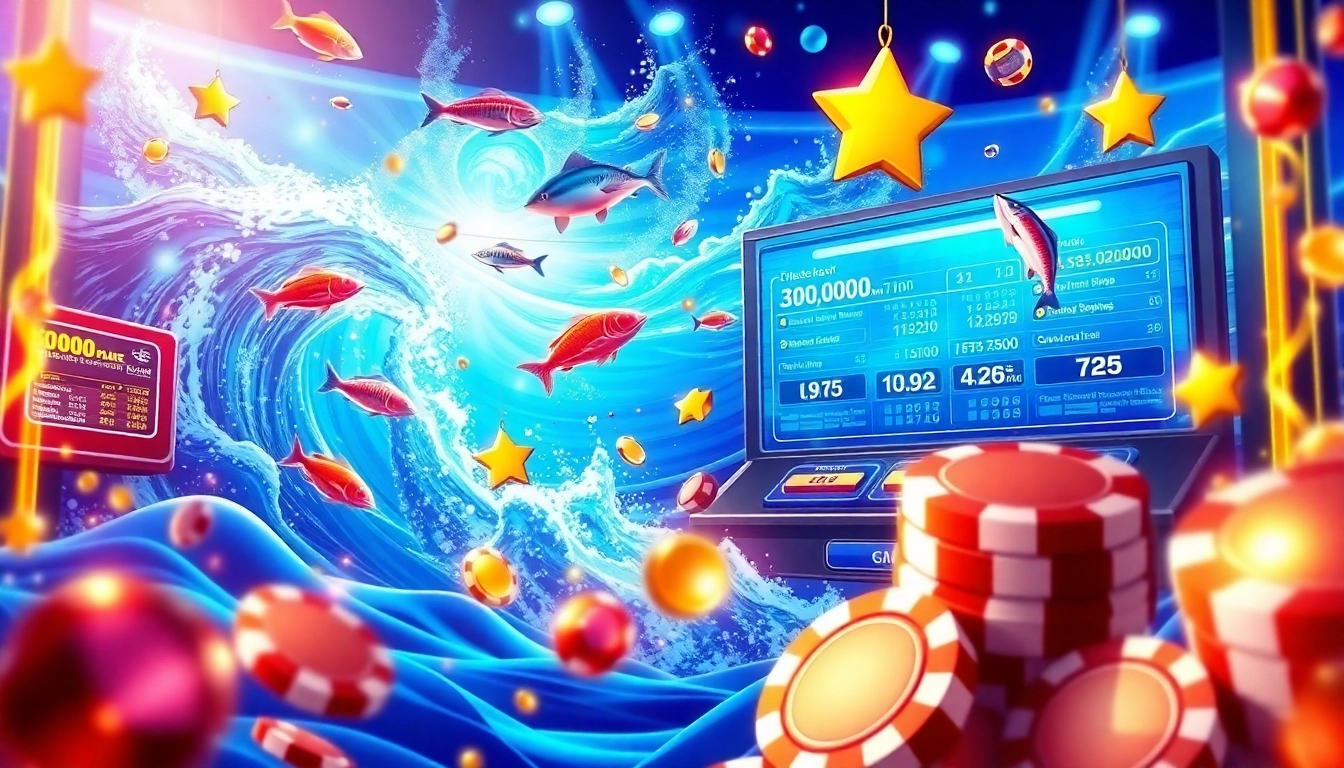 Bắn cá đổi thưởng online engages players in a vivid 3D gaming scene with colorful fish and real-time jackpots.