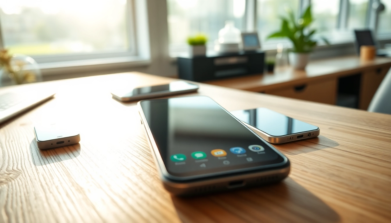 Android nowoczesny smartfon na biurku z eleganckim stylem i funkcjonalnością.