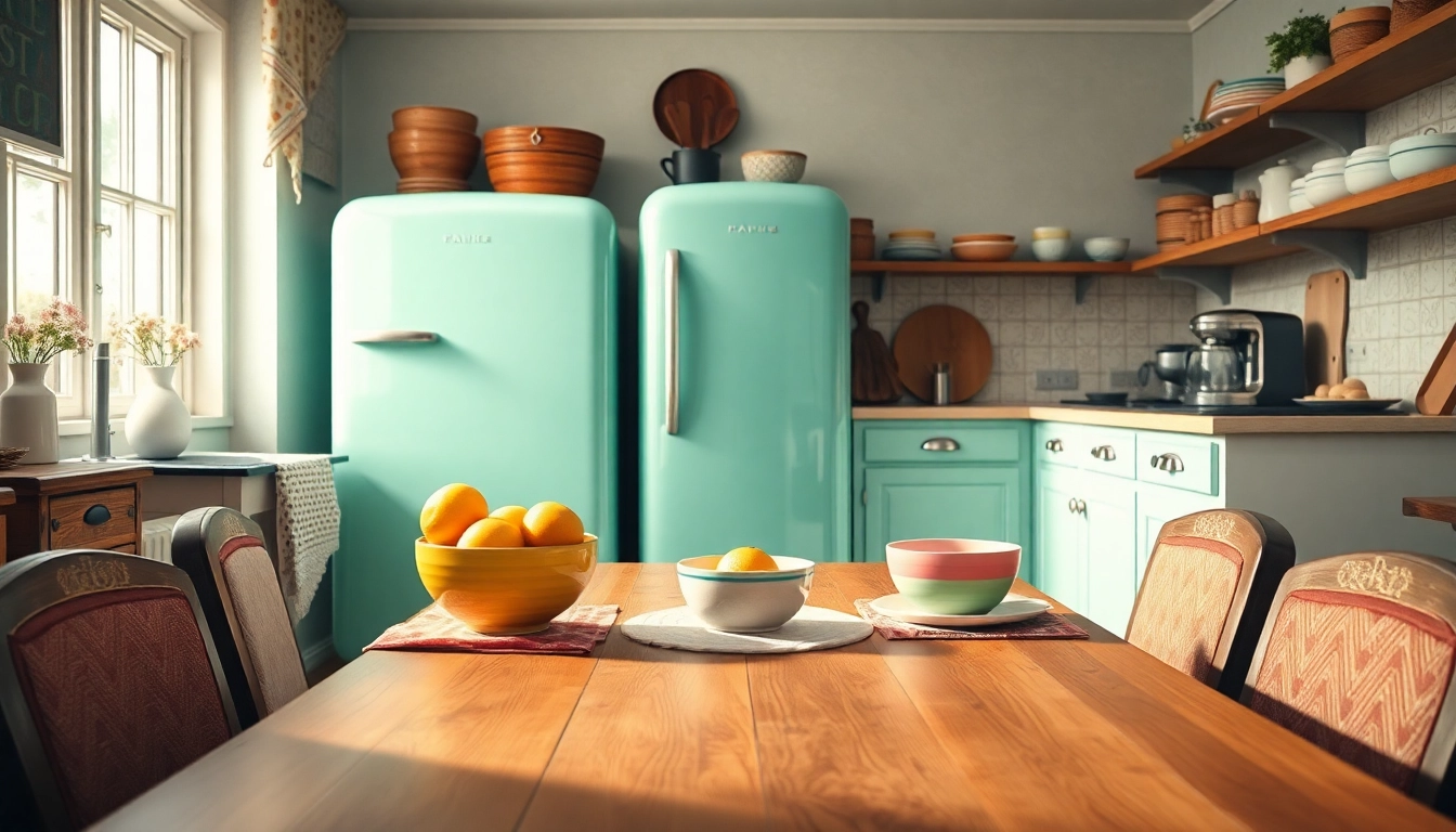 Showcase of a retro appliance in a vintage kitchen setting, highlighting its unique charm.