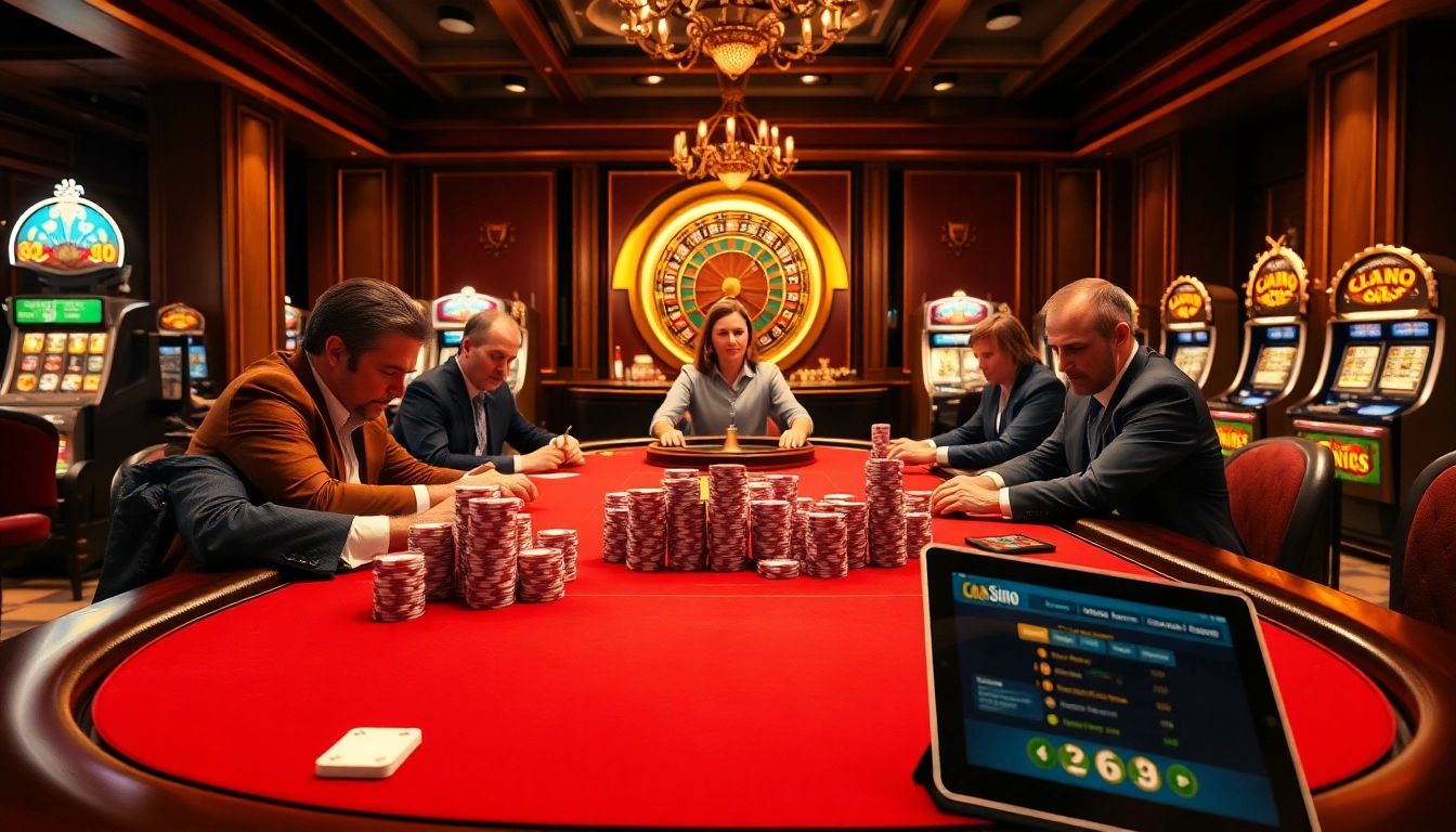 Découvrez le frisson du meilleur casino en ligne avec une scène de poker luxueuse remplie de gameplay intense et d'excitation.