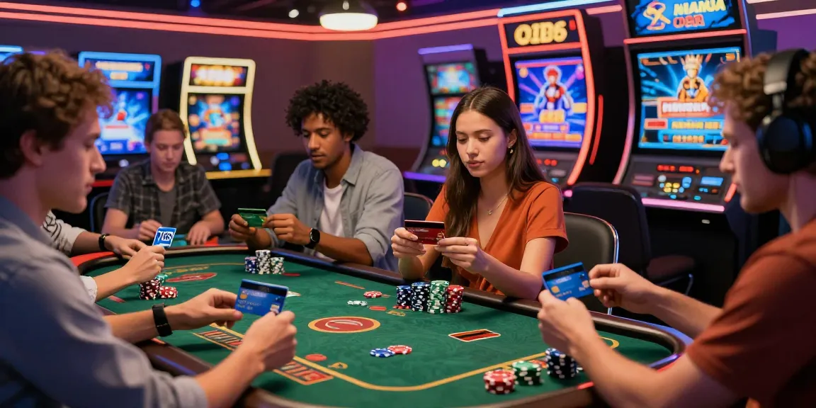 Players engaging with credit card casinos, enjoying seamless gaming experiences with Visa and Mastercard in a lively digital environment.