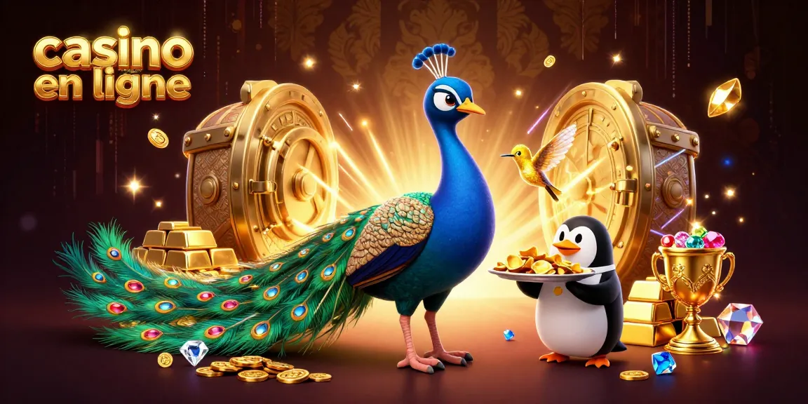 Jouez sur un casino en ligne sans vérification avec un paon extravagant et des jetons dorés