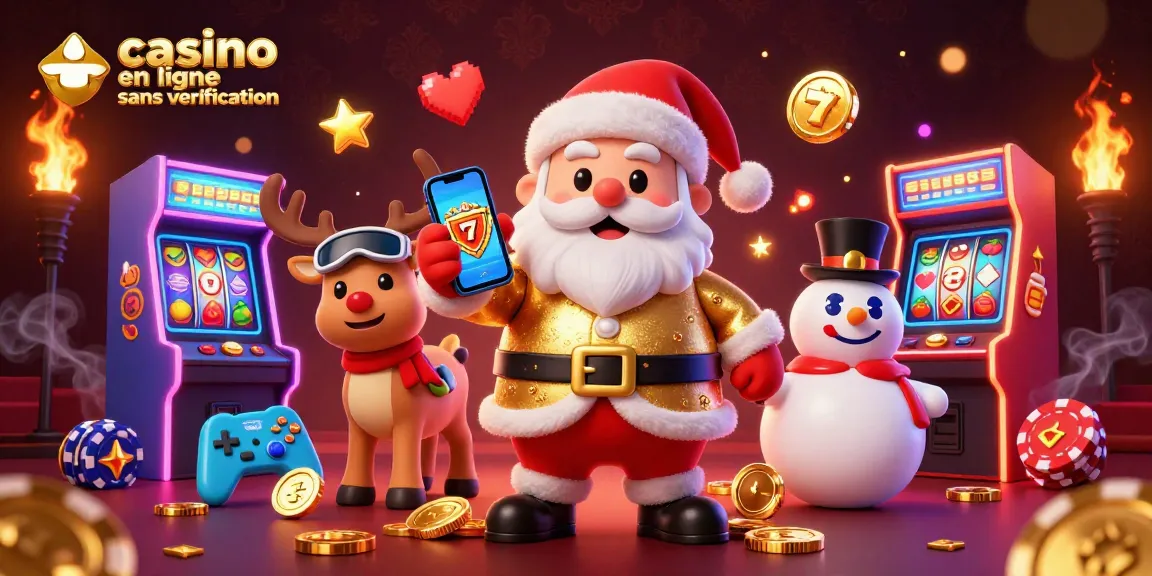 Jouez au casino en ligne sans vérification avec le Père Noël et son équipe ludique dans un univers de jeu riche.