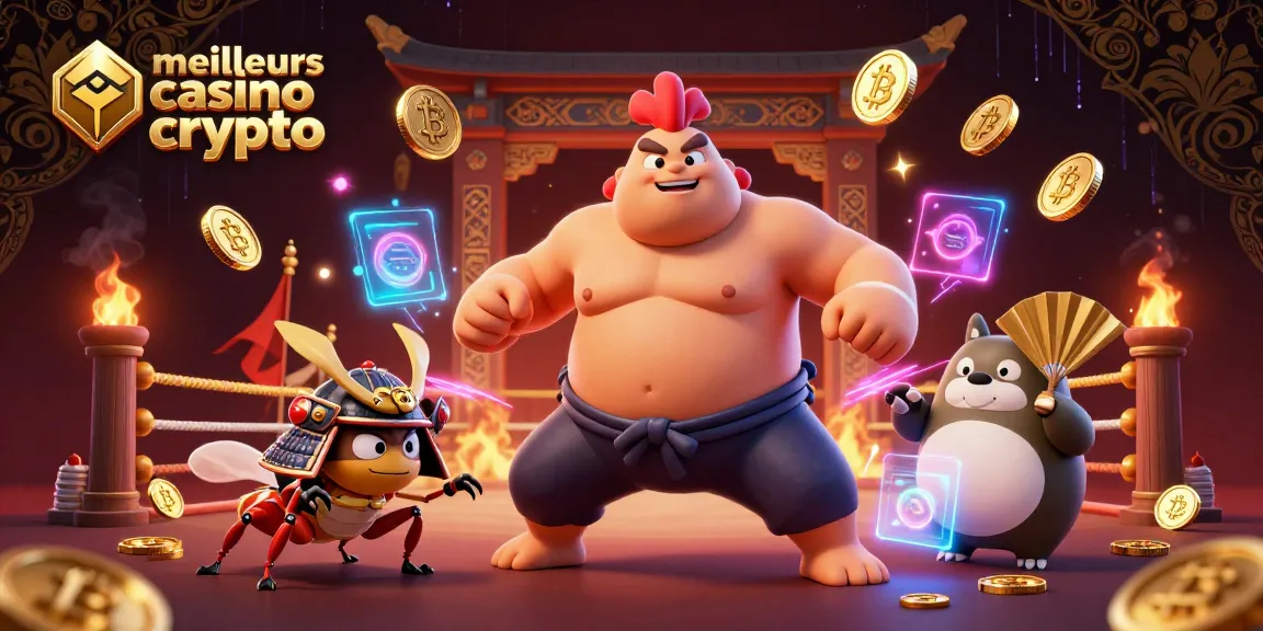 Visualiser les meilleures options de pari dans un casino crypto avec des personnages dynamiques.