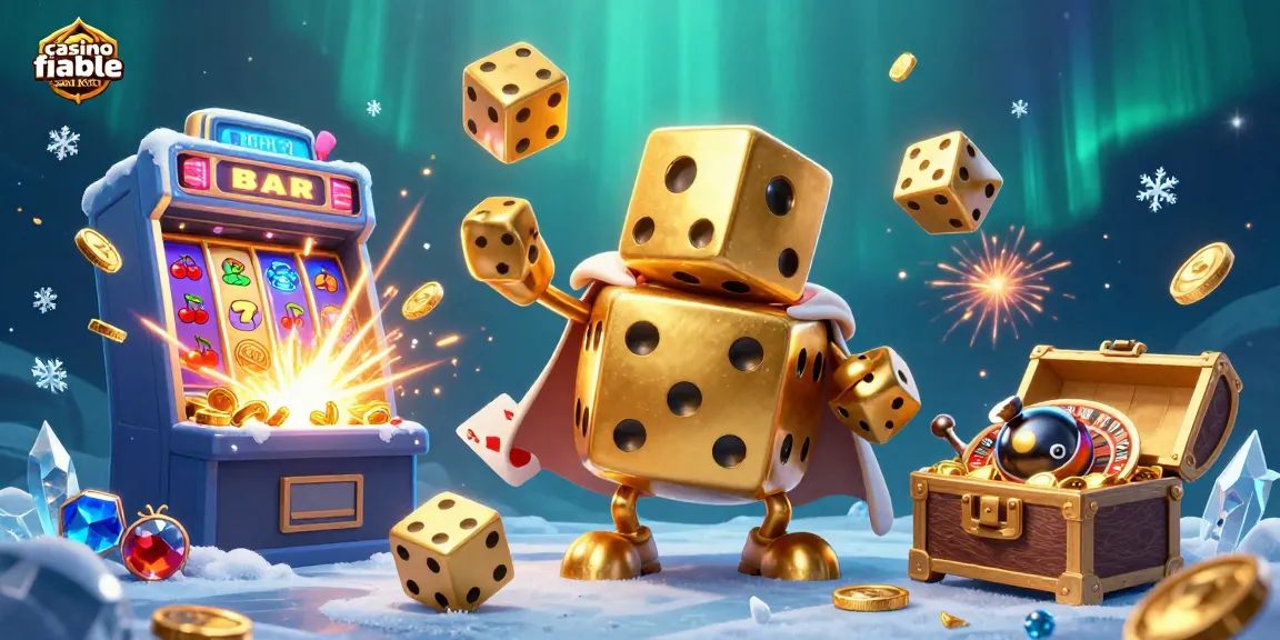 Jouez au casino fiable sans KYC avec des dés dorés et une machine à sous éclatante, pleine de jeux!