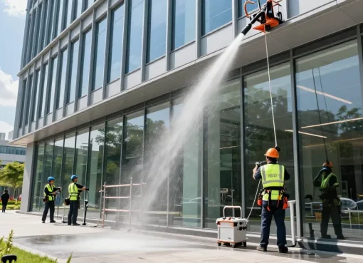 Professionelle Gebäudereinigungsfirma reinigt Fassaden in Dortmund mit hochwertigen umweltfreundlichen Lösungen.
