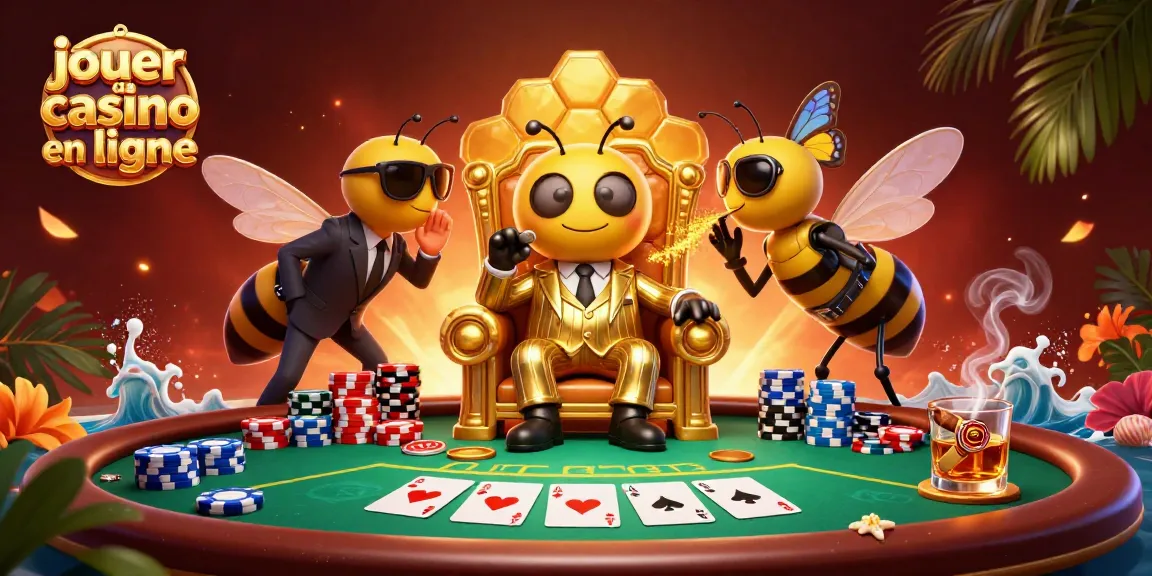 jouer au casino en ligne avec un patron abeille dans un décor de poker coloré.