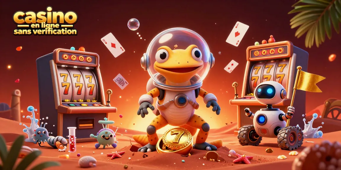 Jouez dans un casino en ligne sans vérification grâce à une illustration captivante de 3D avec un gecko martien.